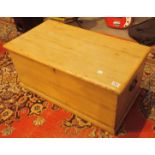 Stripped pine lift top blanket box with carry handles L: 85 cm