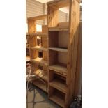 Two heavy pine bookcases