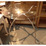 Glass and steel circular table