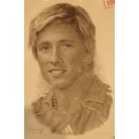 Print of a pencil drawing of Fernando Torres by Jonathan Wood 30 x 45 cm