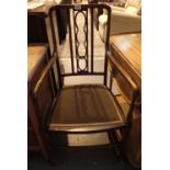 Edwardian mahogany boxwood inlaid armchair