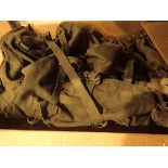 Box of military canvas kit and gun bags