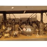 Collection of mixed silver plate and pewter ware