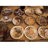 Collection of decorative cabinet plates including Wedgwood and Royal Worcester