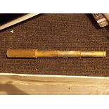 Britannic Made in England three draw brass and leather telescope