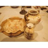 Three pieces of Crown Devon blush ivory ware