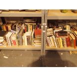 Two shelves of books including fiction and non-fiction hard and soft backs