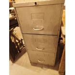 Metal three drawer filing cabinet 46 x 60 x 100 cm