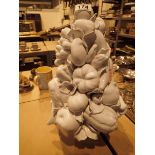 Large Capodimonte fruit basket in white some losses