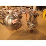 C1930 stainless steel French coffee percolator stainless steel teapot and C1960 small pinpot