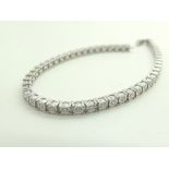 9ct white gold 1.00ct diamond tennis bracelet RRP £1500.