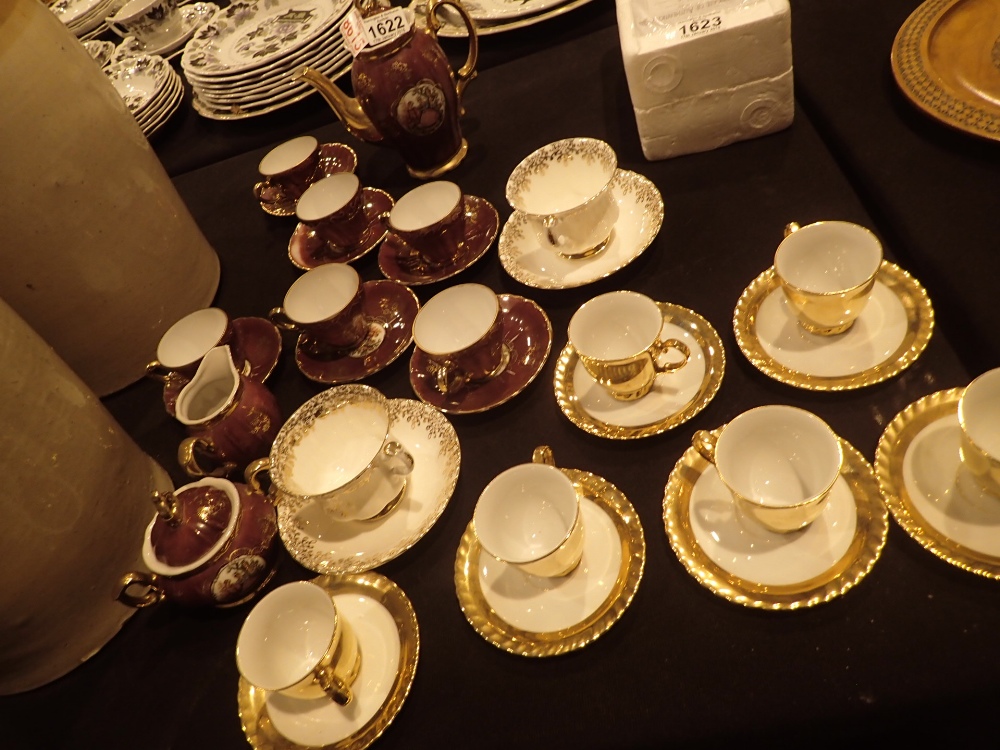 Limoges coffee set six Czech Tara gilded cups and saucers and Royal Albert Happy Birthday and