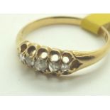Antique 18ct gold five stone diamond ring size M ( old eight cuts )