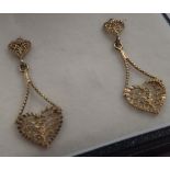 9ct gold heart shaped earrings