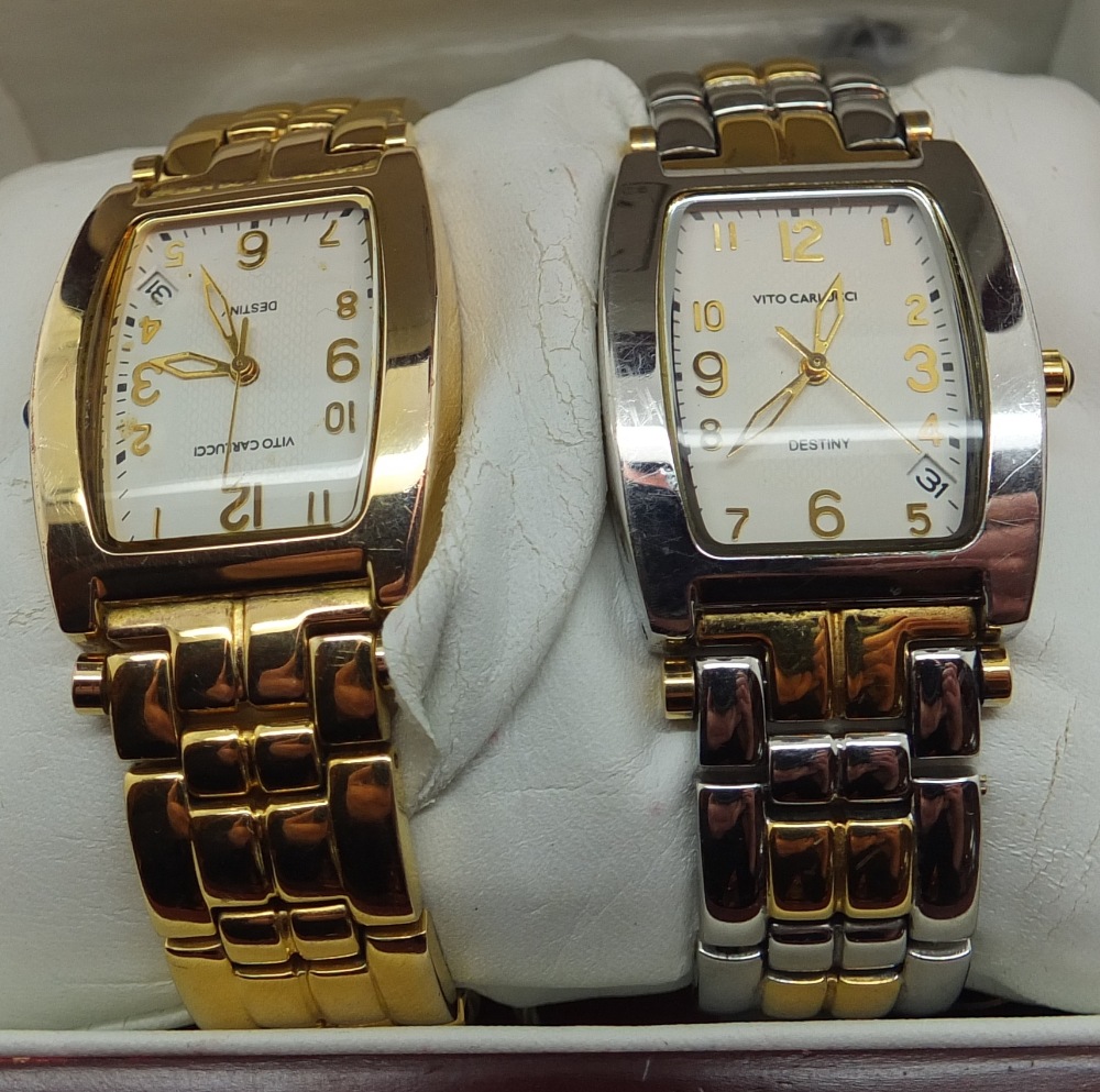 Pair of Vito Carlucci stainless steel wristwatches ( one yellow metal and the other stainless steel