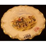 Royal Crown Derby large hunting plate with guilded rim