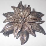 800 grade silver flower brooch