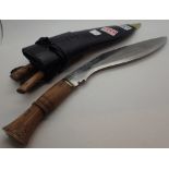 Nepalese good quality Kukri with skinning knives in leather sheath