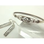 925 silver Celtic bangle and earring set
