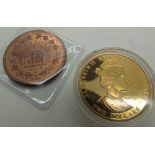 Two coins one Ceylon 1808 and two dollar Winston Churchill gold plated