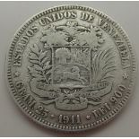 Bolivia 1911 900 silver coin 25g