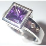 925 silver purple amethyst set ring