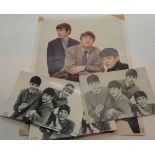 Four Beatles postcards three the same and a colour valentine photograph