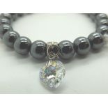 Haematite ball bracelet with sterling silver collar