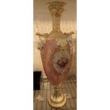 Royal Worcester tall vase with floral panels on a pink ground c1895 shape no.