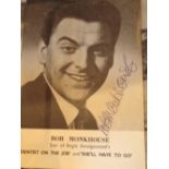 Signed Bob Monkhouse postcard two Everley Brothers and Paul Newman