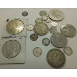 Twelve silver sixpences two silver half crowns and other mixed coinage