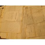 Large collection of 18thC and Early 19thC indentures last will and testaments and related ephemera