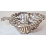 Hallmarked silver trefoil dish with handle assay Birmingham 1911