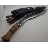 Nepalese good quality Kukri with skinning knives in leather sheath