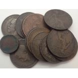 1912 halfpennies and others including a Carolean coin