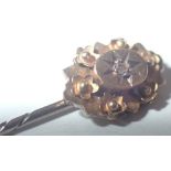 15ct yellow gold diamond set Edwardian gentlemans tie pin