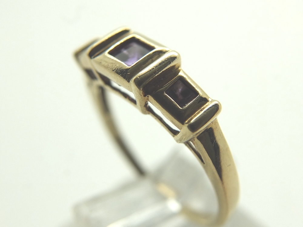 9ct gold square cut amethyst ring 2.