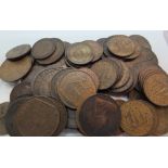 Mixed pennies and halfpennies including Victorian