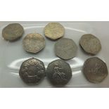 Eight collectable 50 pence pieces