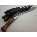 Nepalese good quality Kukri with skinning knives in leather sheath