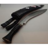 Nepalese good quality Kukri with skinning knives in leather sheath