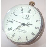 Brass bubble clock marked Omega