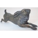 Bronze running hare with Bergman mark to underside but probably later L: 11 cm