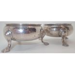 Pair of Georgian silver open salts assay London c1770 maker Edward Wood 144g CONDITION