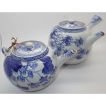 Two Chinese blue and white teapots