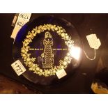 Orrefors 1972 limited edition Mothers Day plate gilded blue glass