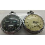 Two crown wind open face pocket watches incuding a services example