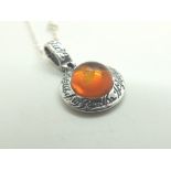 925 silver and amber necklace