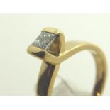 18ct heavy gold 0.25ct tension set princess cut diamond solitaire ring size J RRP £1200.