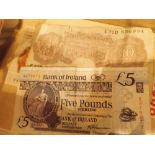 Bank of Ireland £5 note and Peppiatt and O Brien ten shilling notes ( 3 )
